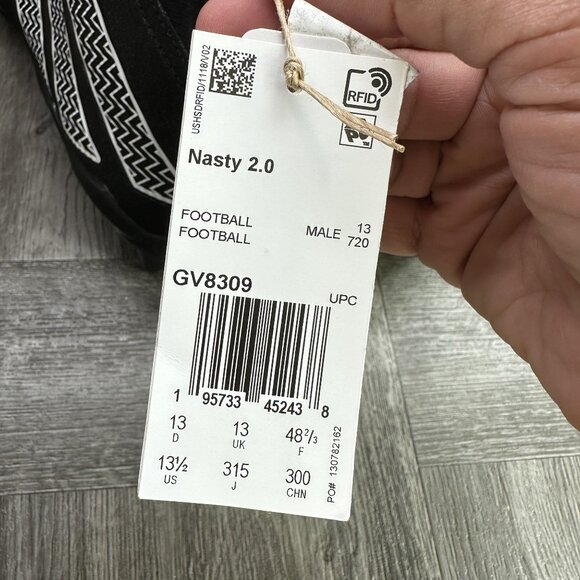 Adidas Nasty 2.0 Men's size 13.5 Black Zip Up Football Cleats - Picture 8 of 8